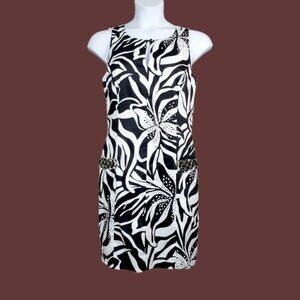 Lilly Pulitzer Sneak A Peek Forsythia Black White Floral Shift Dress Size 8